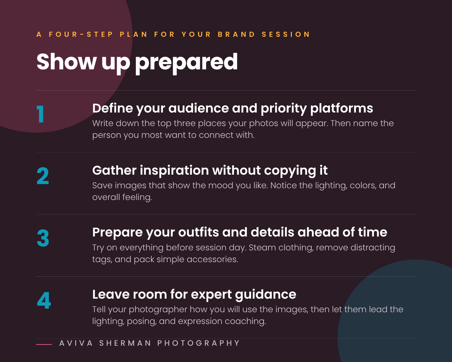 Four-step plan for an entrepreneur brand photography session